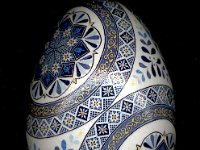 Cerulean Blues Ukrainian Easter Egg Pysanky By So Jeo : pysanky pysanka ukrainian easter egg batik art flowers floral sojeo artist art dyes beeswax wax kistka kistky shell eggshell dyes geometrics designs handcrafted ornament decoration Canada Nova Scotia Scotsburn